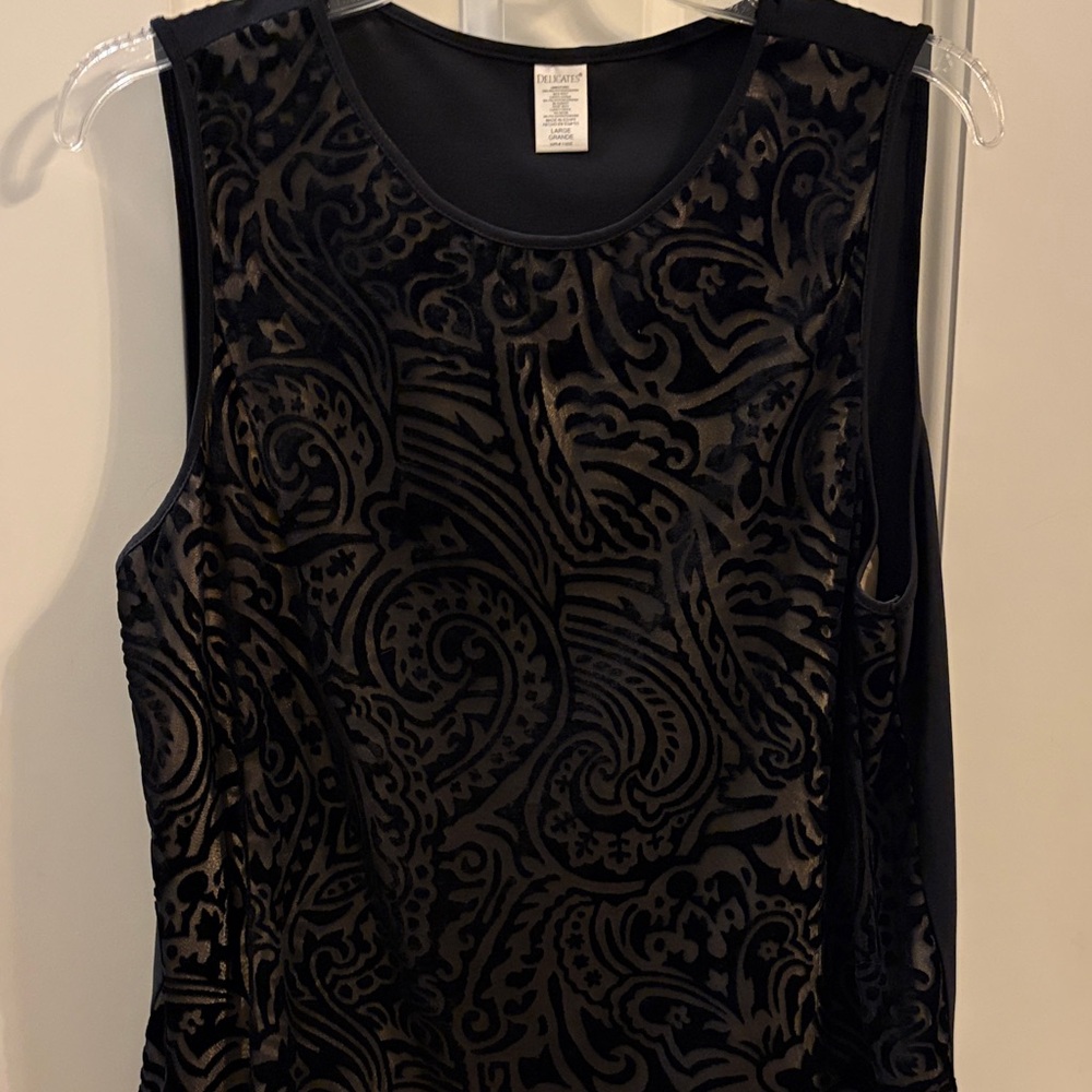 delicates Black Velvet Burnout Paisley Tank